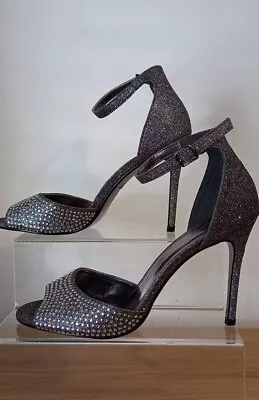 £18 • Buy NEXT Ladies Silver Diamante Ankle Strap Shoes Size 6.5 - Occasion Party Xmas VGC