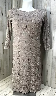 Marina Lace Formal Knee Length Mother Of Bride Taupe Dress Size 6        X18 • $24