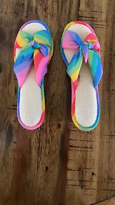 Retro Mayde's Rainbow Tie House Slippers Sz 8-9- Never Worn • $7.99