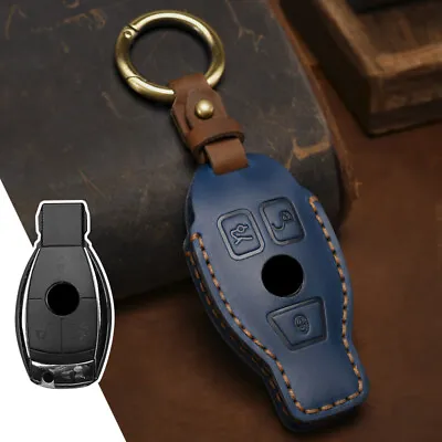 For Mercedes-Benz Leather Smart Car Key Case Cover Fob Keychain Ring Holder Bag • $25.99
