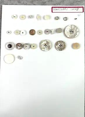 Collector Card Of 25 Vintage Pearl Buttons & Mixed Materials • $16.50