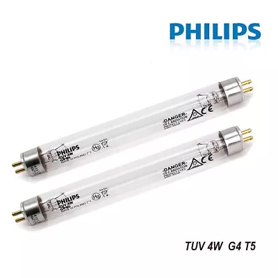 Philips TUV 4W G4 T5 Bulb Germicidal Tube Ultra Violet UV Fiter Sterilizer 2PCS • $35.09