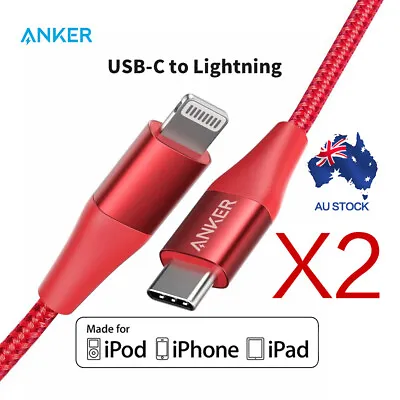 $59.95 • Buy 2 Pack Anker USB C To Lightning Cable(0.9m)Powerline+ II USB Cable For IPhone