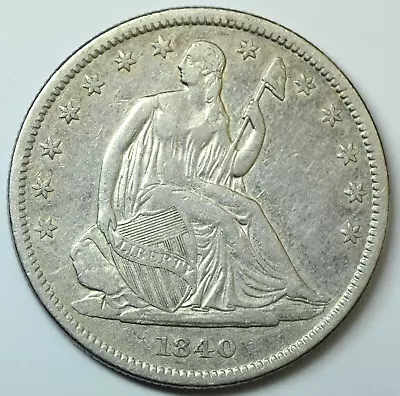 1840 Seated Liberty Half Dollar Small Letters Au Beautiful Coin! • $210