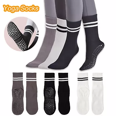 1/3Pair Yoga Socks Non-Slip Grips Anti-Skid Pilates Barre Dance Cushioned Sock • $7.99