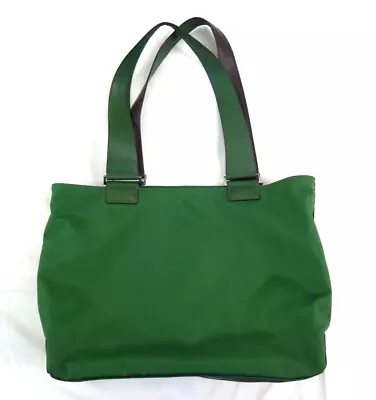 13.5  X 11  X 6  TUMI Women's Canvas Packable Tote Bag Zip Top Shoulder Green • $99.99