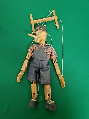 Large 44 Cm Handmade Vintage Hand Carved Wooden Pinocchio Marionette Puppet • £26