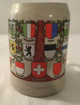 Switzerland Coats Of Arms On Tree Gray Ceramic Stein • $14.99