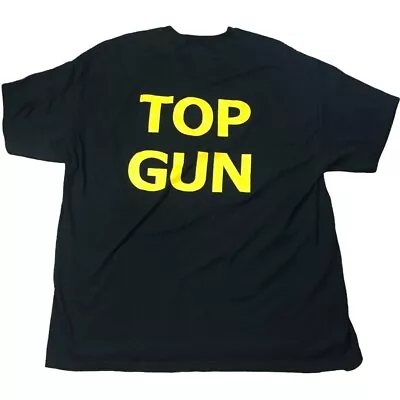 Vtg Top Gun Shirt Mens 2XL Black Yellow Spell Out Short Sleeve T Shirt Promo • $19.97