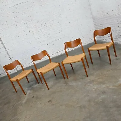 4 Neils O Moller Scandinavian Modern Model 71 Teak Dining Chairs By J.L. Mollers • $4995