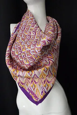 Missoni Silk Scarf Purple Signature Flamestitch Print 34  • $74.99