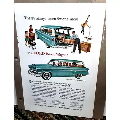 1954 Ford Ranch Wagon Customline With V8 Engine Print Ad Vintage 50s • $7.99