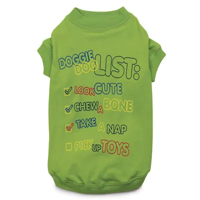 $15.99 • Buy Zack & Zoey Doggie Doo List Dog T-Shirt Tee Green NEW Pet
