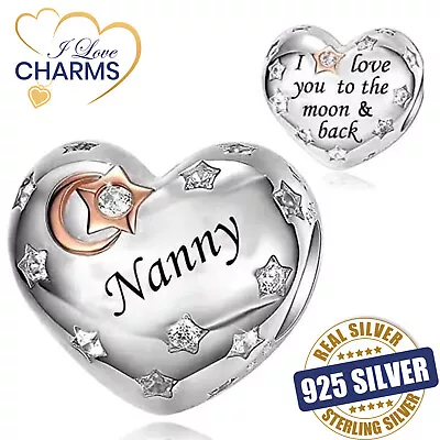 💝 Nanny Charm I Love You To The Moon And Back 925 Sterling Silver Nan Gift • £16.94