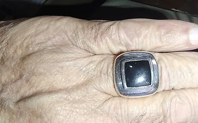 Solid  Sterling Silver Black Onyx Men's Unisex Ring Size 7 3/4--8.38 Gram ((C78) • $39