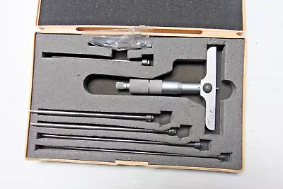 Mitutoyo 129-132 DMC 4-6  0-6  Depth Micrometer 4  Base 6 Rod Tool Set In Case • $99.99