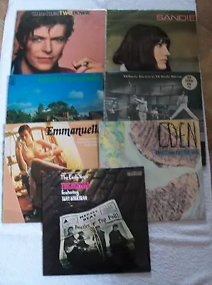 LOT OF 7 LP'S Inc BOWIE THE WHO THE BEATLES EMMANUELLE BRITISH FOLK SANDIE SHAW • £9.99