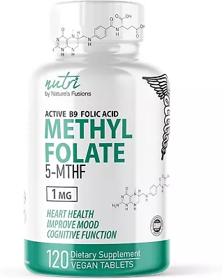Nutri 5-MTHF L Methylfolate 1MG - 4 Month Supply 120 Vegan Tablets - Methylated • $10.73