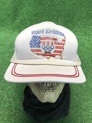 Vintage 1988 Team America USA Olympics White Snapback Hat Cap Fast Ship • $20.05