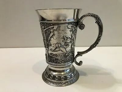 Mullingar Pewter Drinks Measure W/Ornate Handle & Irish Ducks Scenes 5 1/4  T • $69.99