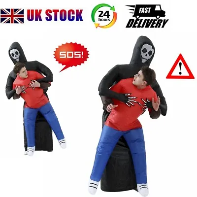 Mens Womens Scary Grim Reaper Inflatable Costume Blow Up Fancy Dress Halloween • £20.99