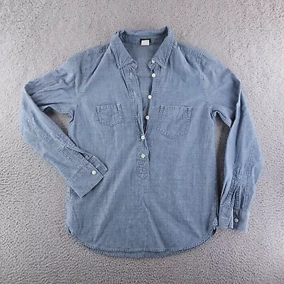 J Crew Shirt Womens XS Blue Chambray Popover Button Denim  • $14.95