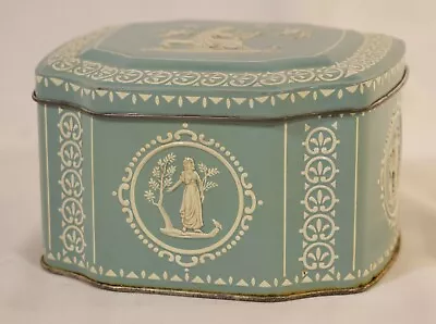 Vintage George W. Horner & Co. Blue Floral Angels Lady Hinged Lid Tin England • $35