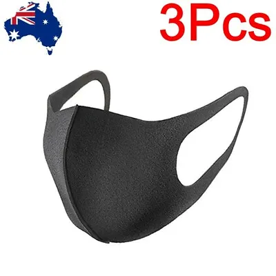 Black Washable Face Mask Mouth Unisex Fashion Reusable Masks Cover • $6.98