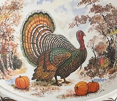 Vintage Thanksgiving Melamine Extra Large Serving Tray 21” Turkey Platter • $47.95