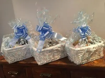 White Rectangular Make Your Own Maternity Hamper Kit Bow & Blue Boy Cellophane • £15.99