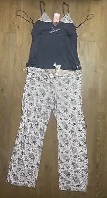 DP Dorothy Perkins Women Pink Floral 2 Pc Viscose Cami Pyjama PJ Set Sleepwear • £10.99