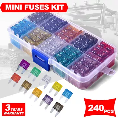 Mini Car Fuse Assortment Assorted Kit Blade Set Auto 240 Pc Truck Automotive • $0.01