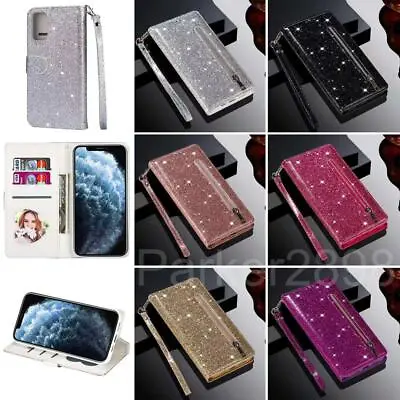 Case For Samsung S23  S22 S21 S20 S10 Ultra Plus Glitter Leather Zipper Wallet • $18.69