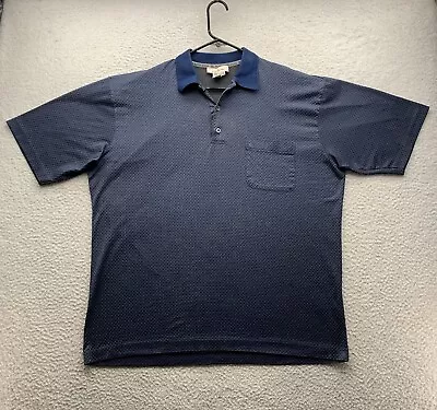Ermenegildo Zegna Polo Shirt Mens 2XL XXL Navy Geometric Allover Golf Italy Dad • $35.97