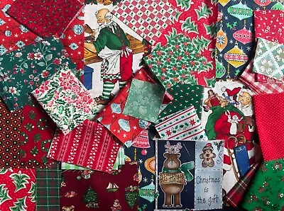 Christmas Theme Cotton Fabric Scrap Pieces..lovely! • £8.50