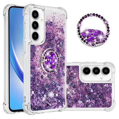 Shockproof Quicksand Case For Various Phone Glitter +Diamond Ring Holder Cover • £4.79