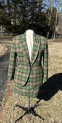 Rare Vintage Calvin Klein Wool Suit; Plaid Jacket 14 Skirt Size 12 • $159