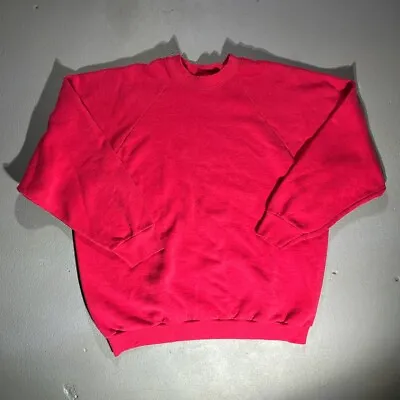 Vintage Fruit Of The Loom Blank Red Long Sleeve Adult L Heavy Weight 90s • $20