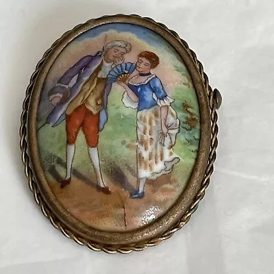 Antique Limoges Brooch Needs New Pin Oval  • £15