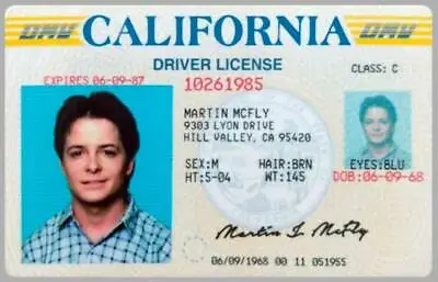 Marty McFly Drivers License ID Card Back To The Future BTTF Michael J. Fox Prop • $6.50