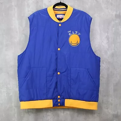 Golden State Warriors Retro The City Puffer Vest Men's Size 4XL Mitchell & Ness • $54.99