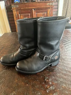 VTG HARLEY DAVIDSON Mens 10 Leather Motorcycle Engineer Boots Zippered USA Made • $100