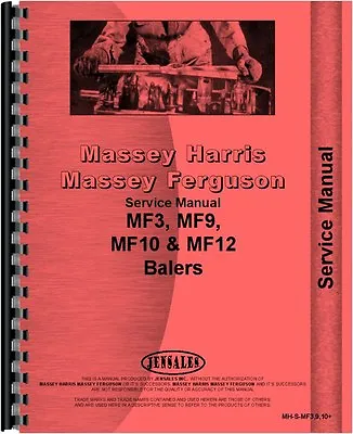 Massey Ferguson Service Manual MF3 MF9 MF10 MF12 Baler MH-S-MF3910+ • $25.99