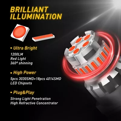3157 Tail Brake Light Strobe Red LED Blinking Bulbs For 03~16 1500 Ram 2500 3500 • $13.59