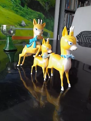 SET OF 3 X RETRO PLASTIC BABYCHAM FAWNS DEER - 3 DIFFERENT SIZES • £60