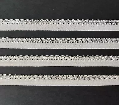 5m Of 10mm White Decor Elastic Scalop Picot Edge Lingerie Underwear Edging Lace • £2.89