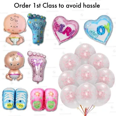 12  Latex Balloons Baby Boy - Baby Shower Balloons Baby Girl PINK / Boy BLUE UK • £1.49