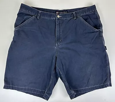 VTG 90s Y2K Faded Navy Blue Utility Shorts 41” Waist ACTUAL Carpenter Retro FLAW • $6