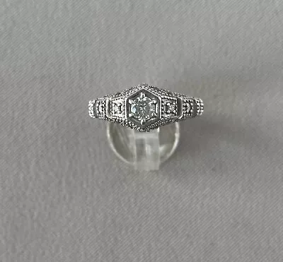 C&C Charles & Colvard Sterling Silver & Moissanite Ring Size 5.75;T299 • $125