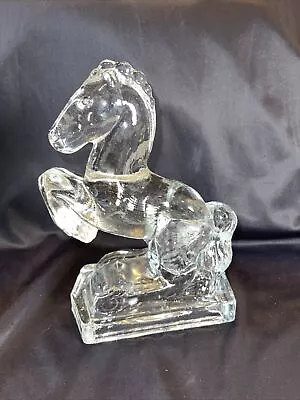 Vintage 1940s LE Smith Glass Horse Bookend Clear Glass Horse Decor • $38